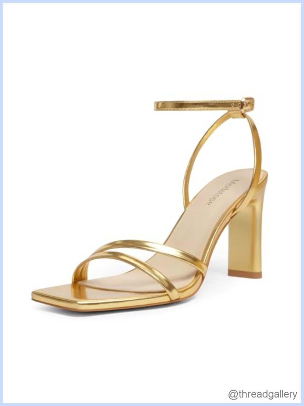 Womens Strappy High Heels Square Open Toe Chunky Ankle Strap Sandals